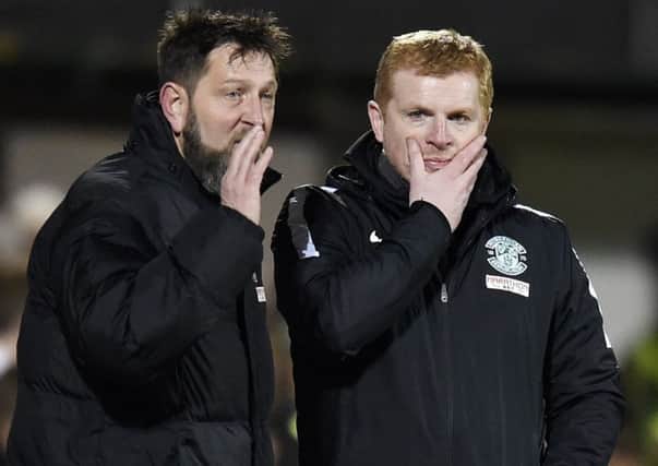 Neil Lennon and assistant Garry Parker have now left the Easter Road club. Picture: SNS.
