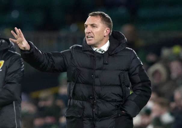 Celtic manager Brendan Rodgers signals to his players. Picture: Jeff Holmes/PA