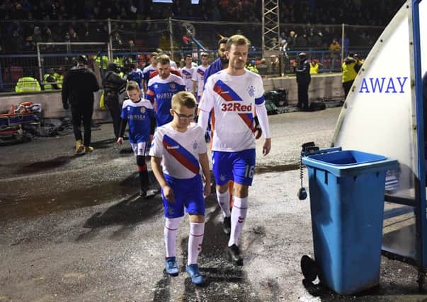 Rangers captain for the night Andy Halliday leads out his side against Cowdenbeath. Picture: Craig Williamson/SNS