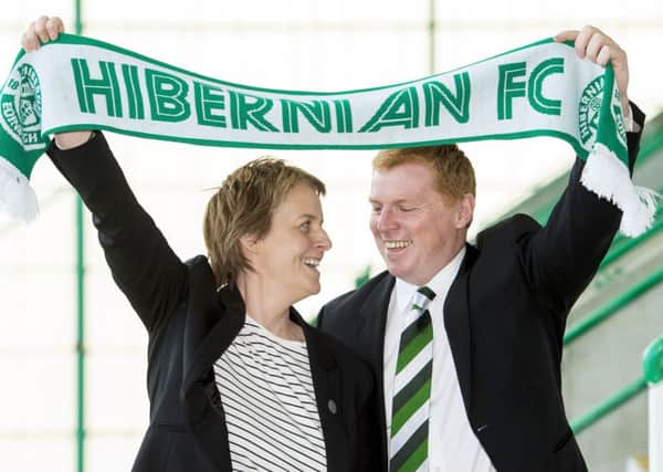 Neil Lennon joined Leeann Dempster at his unveiling as Hibernian manager