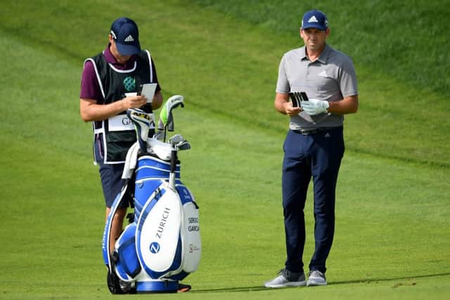 A disconsolate-looking Sergio Garcia during the third round of the Saudi International at Royal Greens. Picture: Ross Kinnaird/Getty Images