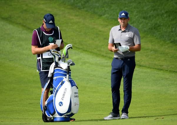 A disconsolate-looking Sergio Garcia during the third round of the Saudi International at Royal Greens. Picture: Ross Kinnaird/Getty Images