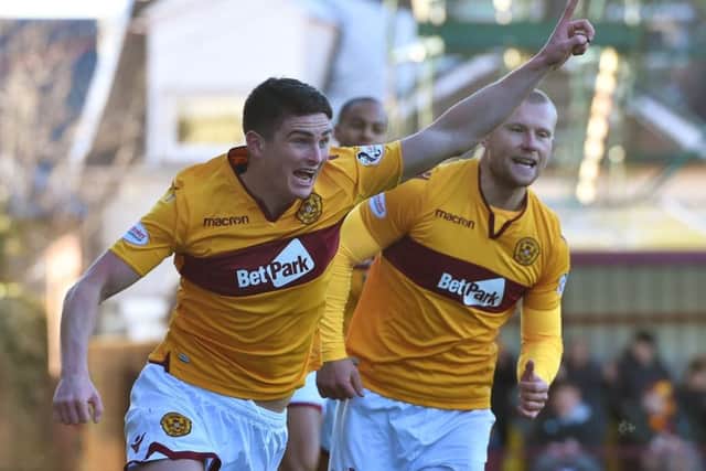 Motherwell's Jake Hastie celebrates. Pic: SNS/Sammy Turner