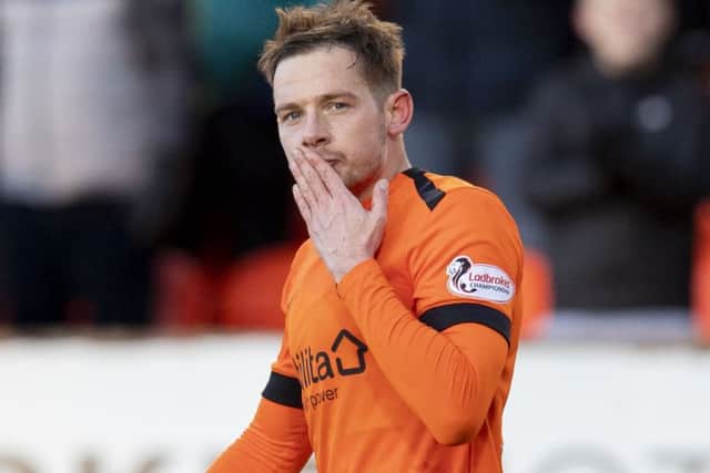 Dundee United's Peter Pawlett celebrates. Pic: SNS/Kenny Smith