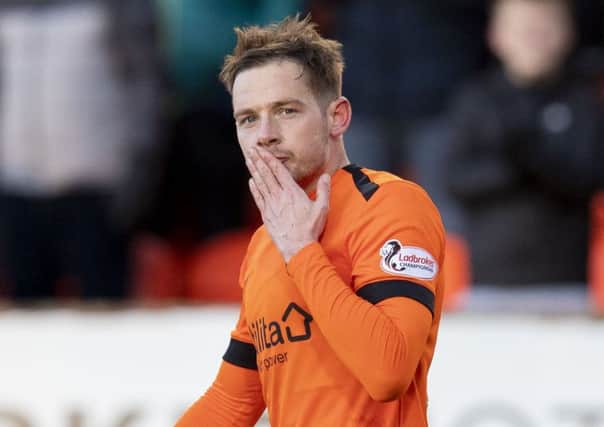 Dundee United's Peter Pawlett celebrates. Pic: SNS/Kenny Smith