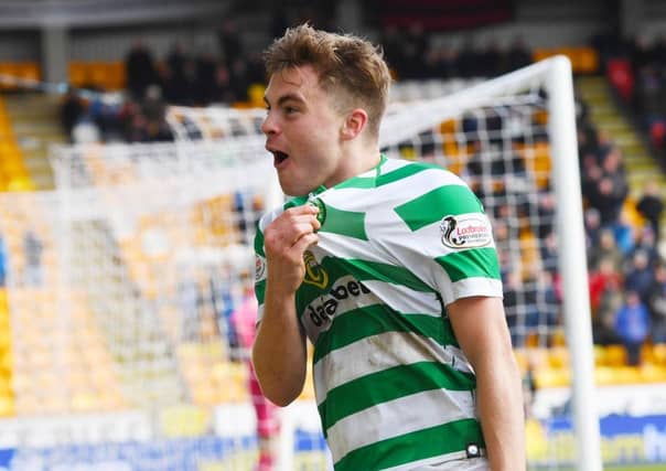 Celtic's James Forrest celebrates his goal against St Johnstone. Picture: SNS
