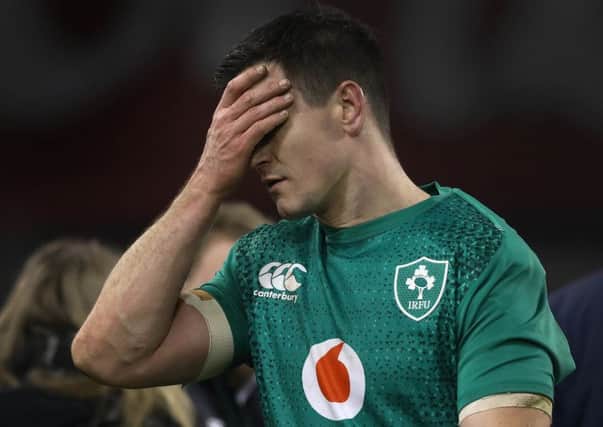 Ireland stand-off Johnny Sexton is dejected after defeat in Dublin. Picture: PA.
