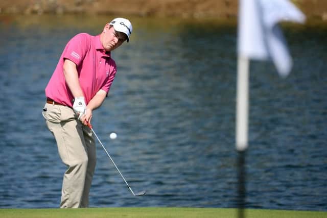 Bob MacIntyre chips at the 18th in the final round at the event in King Abdullah Economic City. Picture: Ross Kinnaird/Getty Images