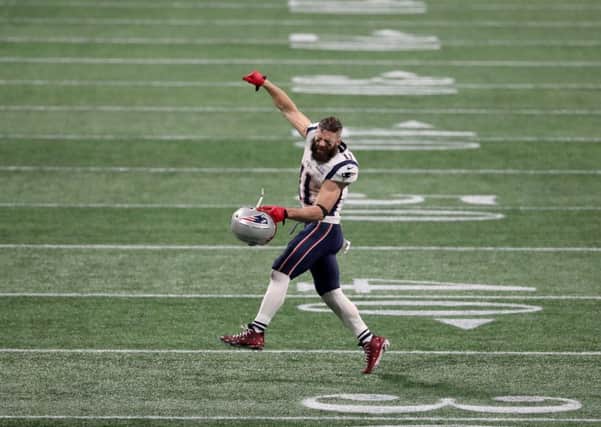 MVP Julian Edelman celebrates as the New England Patriots seal an historic sixth Super Bowl title in Atlanta. Picture: Streeter Lecka/Getty Images