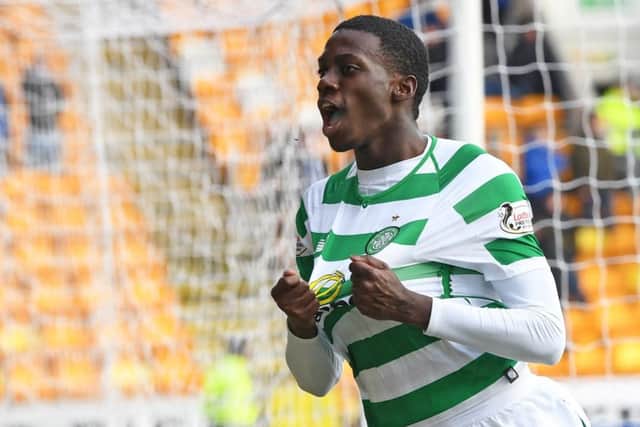 Timothy Weah celebrates his goal for Celtic. Picture: SNS Group