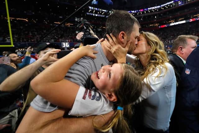 Tom Brady celebrates with his family after winning his sixth Superbowl. Picture: Getty.