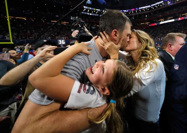 Tom Brady celebrates with his family after winning his sixth Superbowl. Picture: Getty.