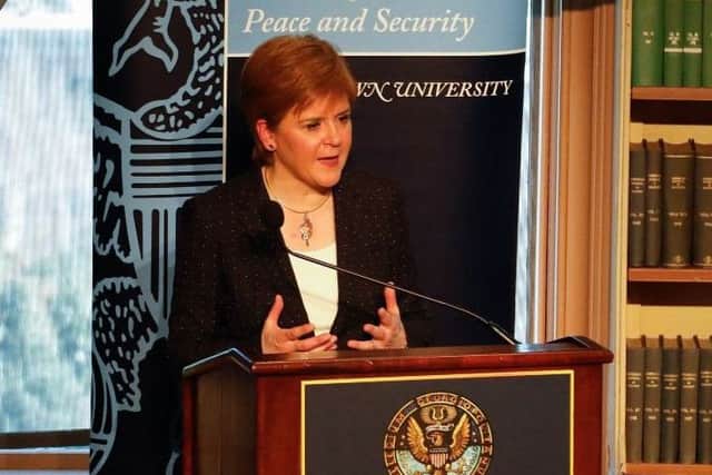 Nicola Sturgeon spekaing at Georgetown University on in the US. Picture: Scottish Government