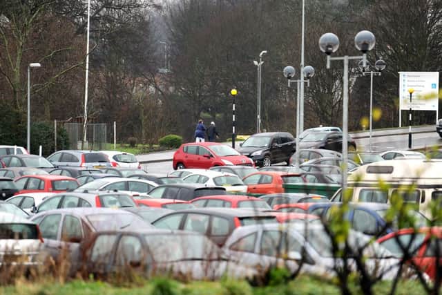 NHS staff would be exempt from any parking levy, with hospital car parks such as this one in Kirkcaldy already struggling to meet demand. Picture: Walter Neilson