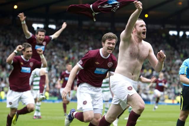 Craig Beattie's celebration after his Scottish Cup semi-final winner. Picture: Jeff Holmes/SNS