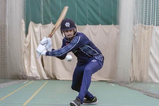Scotland batsman Calum MacLeod in the nets as the squad prepare for their trip to Oman to face the hosts, Netherlands and Ireland. Picture: Donald MacLeod