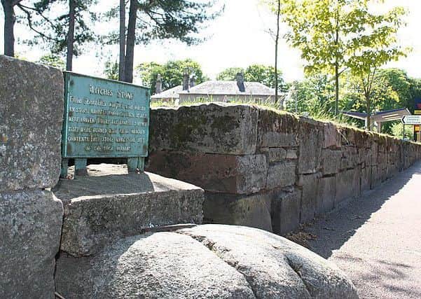The Witches Stone marks the site where a suspected witch met a violent and excruciating end. Photo © Des Colhoun (cc-by-sa/2.0)