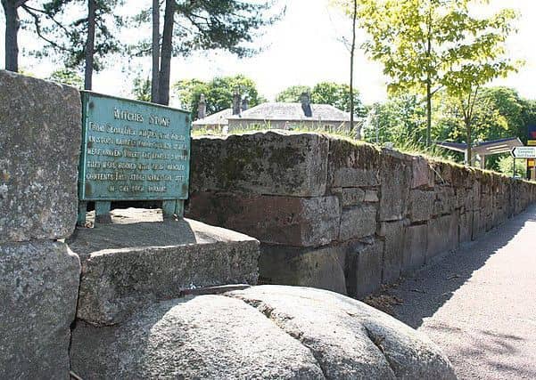 The Witches Stone marks the site where a suspected witch met a violent and excruciating end. Photo © Des Colhoun (cc-by-sa/2.0)