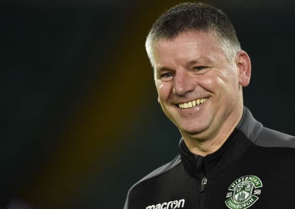 Hibs interim head coach Eddie May reacts ahead of the Ladbrokes Premiership match with Celtic. Picture: SNS Group