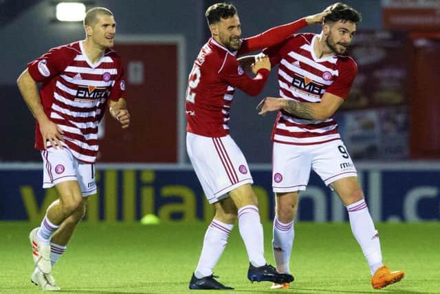 George Oakley takes the plaudits after scoring the opener. Picture: SNS Group