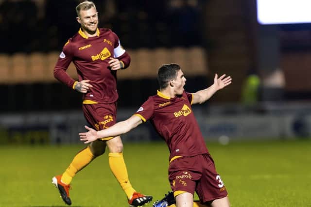 Jake Hastie celebrates after bagging the opener at the Simple Digital Arena. Picture: SNS Group