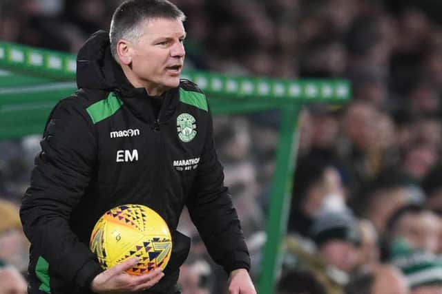 Eddie May throws the ball back into play as Hibs went down 2-0 to Celtic at Parkhead. Picture: SNS Group