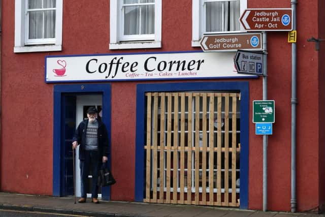 Shops are boarded up ahead of the annual 'Fastern's E'en Hand Ba' event on Jedburgh's High Street.