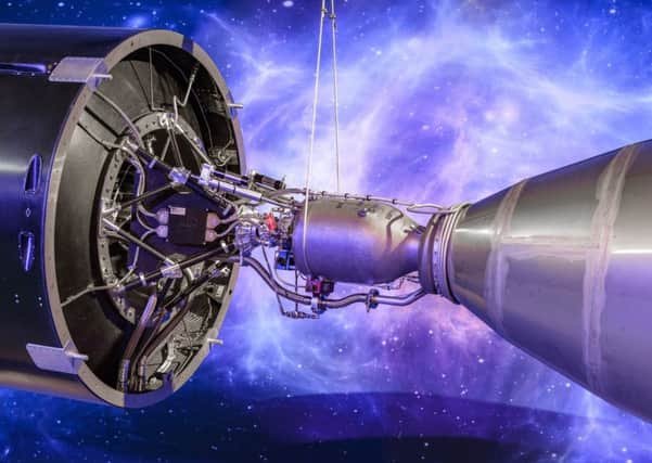 Orbex have released images of the 3-D printed engine in their new Prime rocket, which has been unveiled as the spaceflight company opened a headquarters and rocket design facility in the Highlands. Picture: Orbex/PA Wire