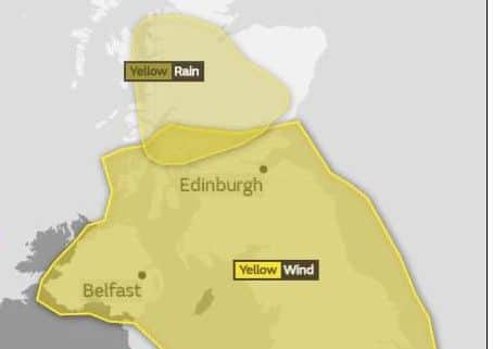 Saturday's weather warning. Picture: MetOffice