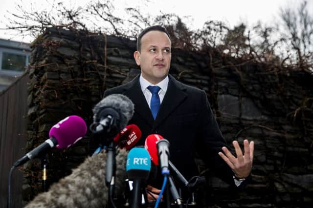 Taoiseach Leo Varadkar speaking to the media ahead of talks with Northern Ireland's five main political parties at the Irish Goverment residence in Belfast. PRESS ASSOCIATION Photo. Picture date: Friday February 8, 2019. See PA story POLITICS Brexit. Photo credit should read: Liam McBurney/PA Wire