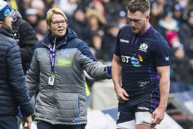 Scotland's Stuart Hogg is forced off early on with an injury. Pic: SNS/Paul Devlin