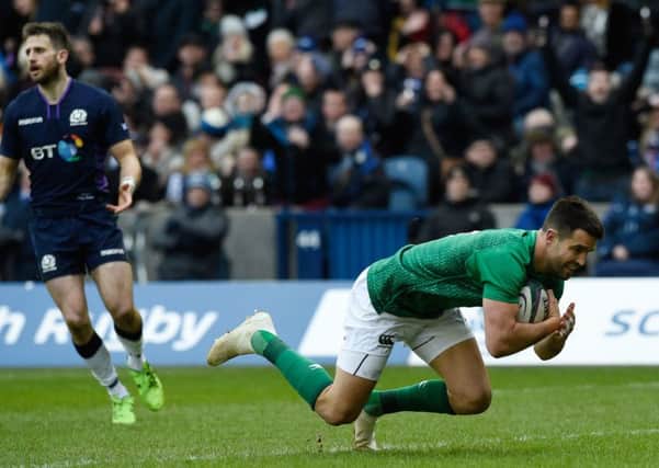 Ireland's Conor Murray scores his side's first try of the game. Pic: Ian Rutherford/PA Wire
