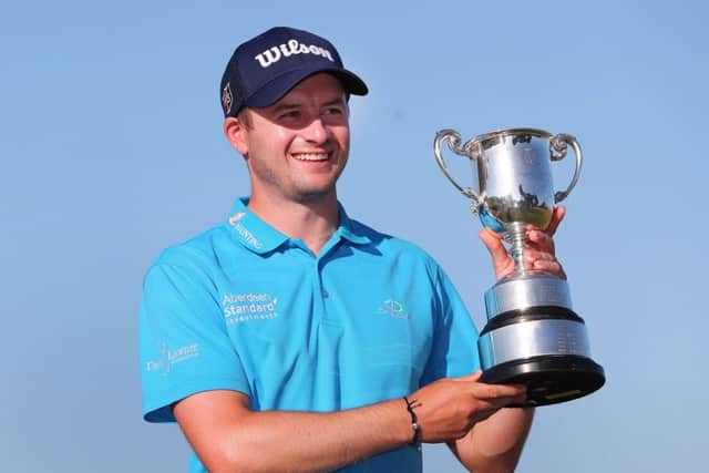 David Law shows off the trophy after winning the ISPS Handa Vic Open. Picture: Getty Images