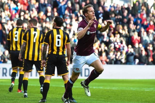 Christophe Berra celebrates netting the opener. Picture: SNS Group