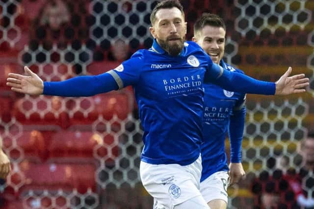 Stephen Dobbie celebrates his 38th goal of the season for Queens. Picture: SNS Group