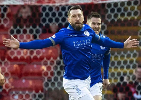 Stephen Dobbie celebrates his 38th goal of the season for Queens. Picture: SNS Group