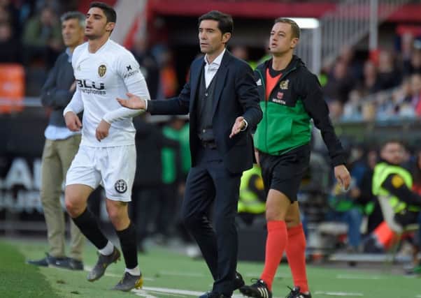 Valencia manager Marcelino reacts during Sunday's goalless draw against Real Sociedad. Picture: AFP/Getty Images
