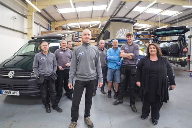 Poole and team, which completed a record 55 bespoke vehicles in 2018. Picture: contributed.