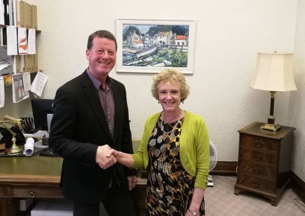 Happier days when Councillor Nicholson amiably handed over the Labour leadership to Councillor Murray