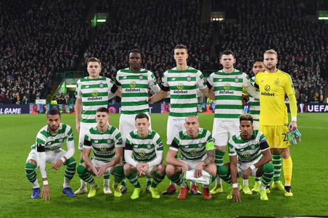 The Celtic starting XI line-up before the game. Picture: SNS
