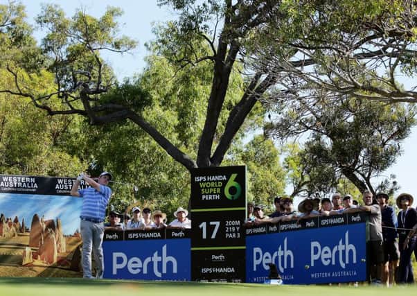 Bob MacIntyre tees off at the 17th in the third round at Lake Karrinyup in Western Australia. Picture: Getty Images
