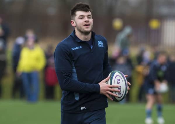 Blair Kinghorn takes part in a Scotland training session at Clydebank Community Hub. Picture: SNS Group