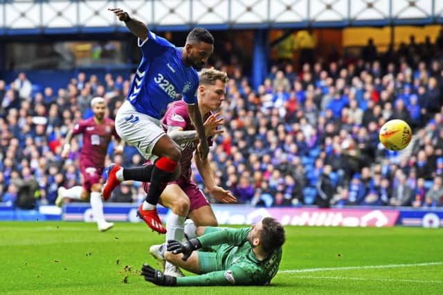 Rangers' Jermain Defoe has a chance to score in the first half. Pic: SNS/Rob Casey