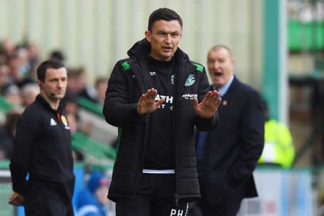 Paul Heckingbottom looked composed on the touchline as the new Hibs boss guided his team to a 2-0 win over Hamilton Accies. Picture: SNS