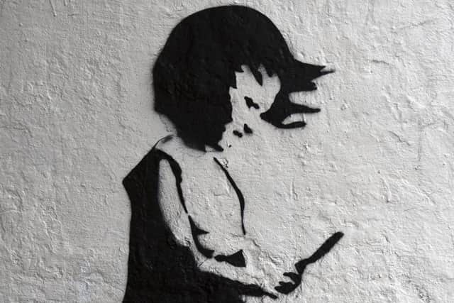 Banksy' style image appeared on a wall on Grindlay Court, Edinburgh. Picture: Lisa Ferguson