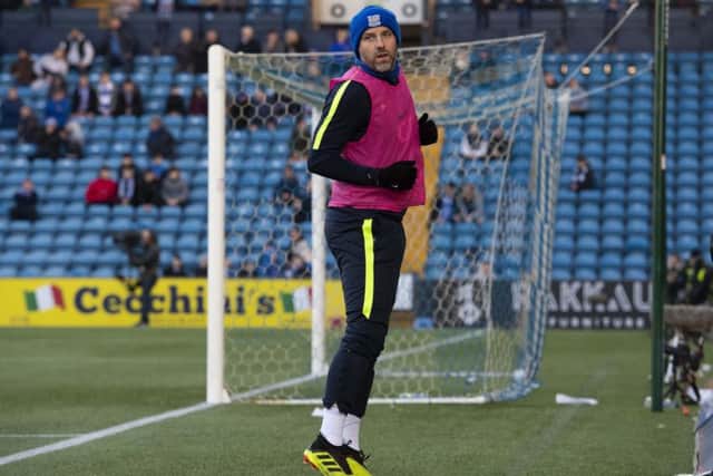 Kris Boyd warms up during Kilmarnock's Ladbrokes Premiership clash with Celtic at Rugby Park. Picture: SNS Group