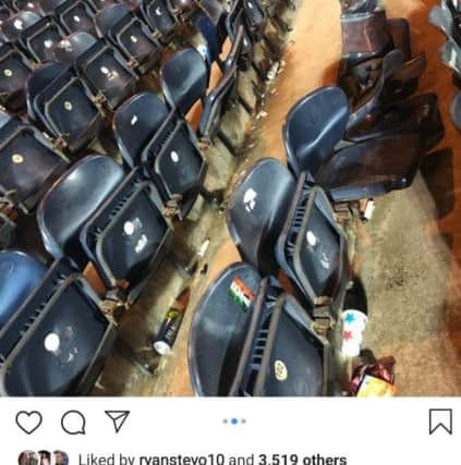 Kris Boyd shared images of damaged seats in the away end. Picture: Kris Boyd/Instagram