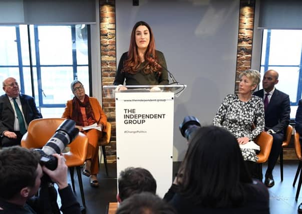 Labour MP Luciana Berger who has announced her resignation during a press conference at County Hall in Westminster, London where a group of seven Labour MPs, including Chris Leslie, Chuka Umunna, Gavin Shuker, Angela Smith and Mike Gapes and Ann Coffey (not present) announced their resignation from the party.