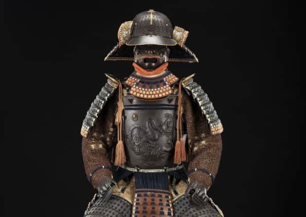A suit of samurai armour
 in the Exploring East Asia gallery at the National Museum of Scotland