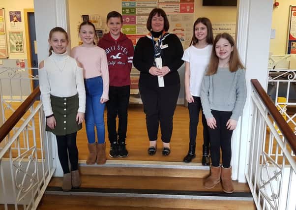 Ben Robb (11), Aimee Edgar (11), Aimee Falconer (11), Aimee Wallace (11) and Hannah Neacy (11), all P7 pupils at Stobhill Primary, Gorebridge, handed over arts and crafts material to the Sick Kids Hospital.